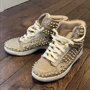 Steve Madden Glittery Gold Studded Sneakers